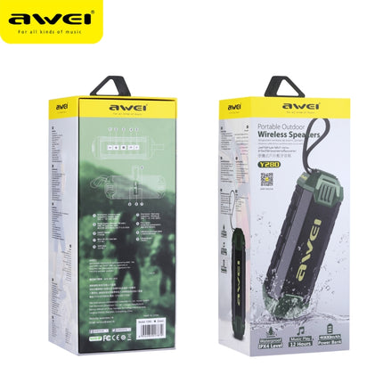 awei Y280 IPX4 Bluetooth Speaker Power Bank with Enhanced Bass, Built-in Mic, Support FM / USB / TF Card / AUX, Y280