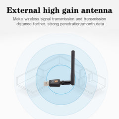 600Mbps 2.4GHz + 5Hz AC Dual Band USB WIFI Adapter with Antenna