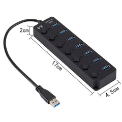 7 Ports USB 3.0 High Speed Multi Hub Expansion with Switch for PC & Laptop, Hub Expansion