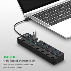 7 Ports USB 3.0 High Speed Multi Hub Expansion with Switch for PC & Laptop, Hub Expansion