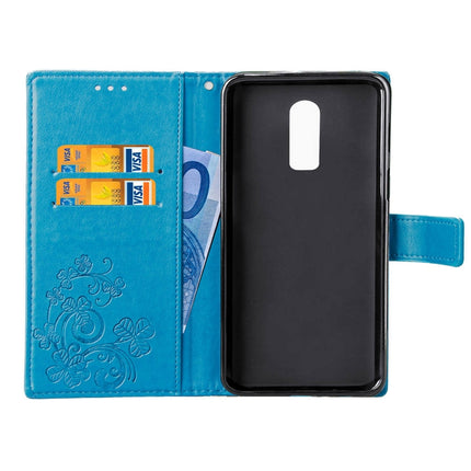 Lucky Clover Pressed Flowers Pattern Leather Case for OnePlus 6T, with Holder & Card Slots & Wallet & Hand Strap, For OnePlus 6T