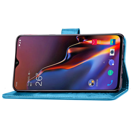 Lucky Clover Pressed Flowers Pattern Leather Case for OnePlus 6T, with Holder & Card Slots & Wallet & Hand Strap, For OnePlus 6T
