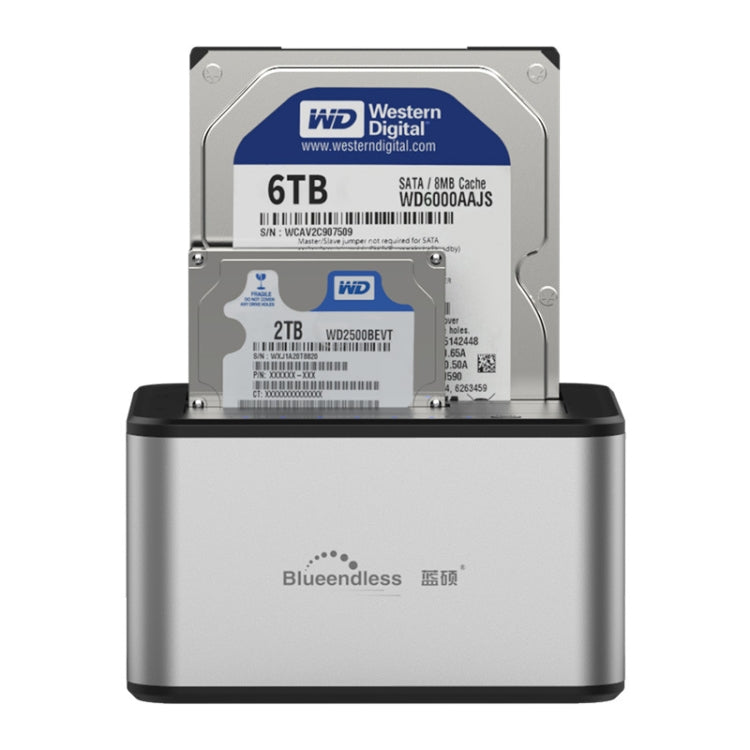 Base para disco duro SATA USB 3.0 de 2 bahías con copia sin conexión de Blueendless de 2,5/3,5 pulgadas