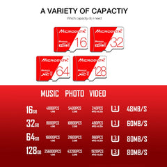 MICRODATA 16 GB High Speed ​​U1 Rot und Weiß TF (Micro SD) Speicherkarte, 16 GB