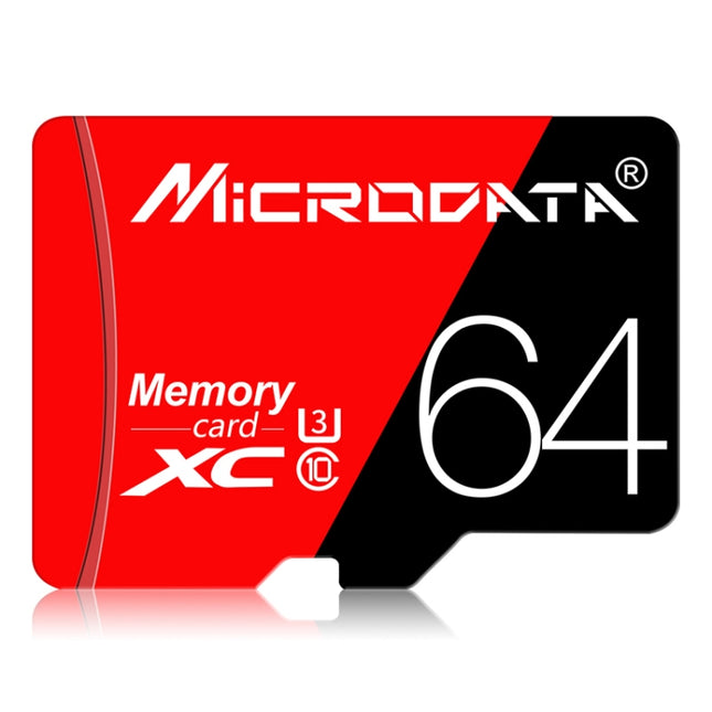 MICRODATA 64GB High Speed U3 Red and Black TF Memory Card, 64GB