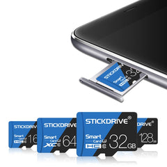 Tarjeta de memoria TF (Micro SD) azul y negra U3 de alta velocidad de 128 GB STICKDRIVE, 128 GB