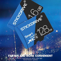 Tarjeta de memoria TF (Micro SD) azul y negra U3 de alta velocidad de 128 GB STICKDRIVE, 128 GB