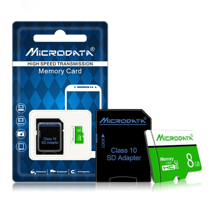 MICRODATA 8GB U1 Green and White TF Memory Card, 8GB