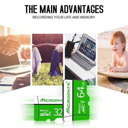 MICRODATA 8GB U1 Green and White TF Memory Card, 8GB
