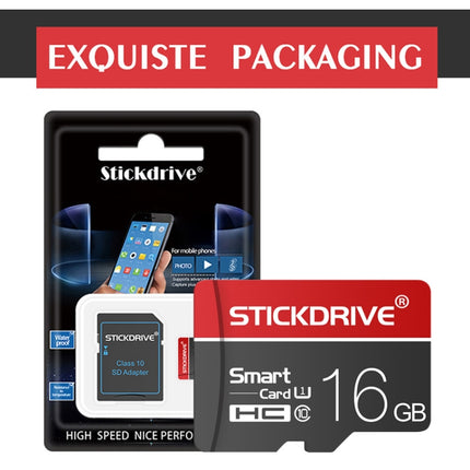 STICKDRIVE 16GB U1 White Line Red and Black TF Memory Card, 16GB