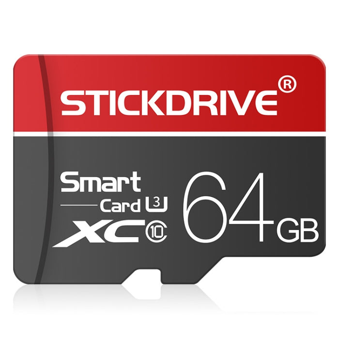 STICKDRIVE 64GB U3 White Line Red and Black TF Memory Card, 64GB