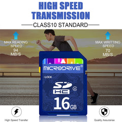 Microdrive 16GB High Speed Class 10 SD Memory Card for All Digital Devices with SD Card Slot, 16GB