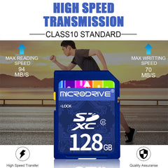 Microdrive 128GB High Speed Class 10 SD Memory Card for All Digital Devices with SD Card Slot, 128GB