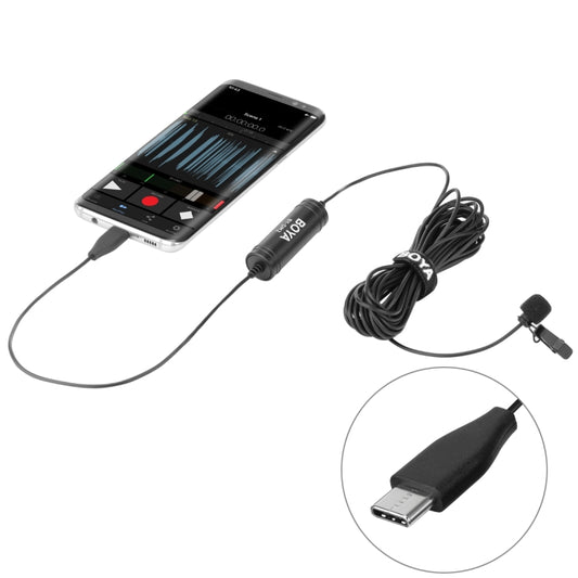 BOYA BY-DM2 USB-C / Type-C Broadcast Lavalier Condenser Microphone with Windscreen for Android Phones / Tablets, BY-DM2