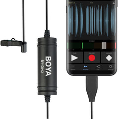 BOYA BY-DM2 USB-C / Type-C Broadcast Lavalier Condenser Microphone with Windscreen for Android Phones / Tablets, BY-DM2