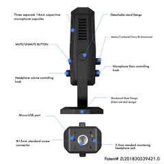 Yanmai SF-900 Multi-function Four Directivity Studio Recording Condenser Microphone with Desktop Stand