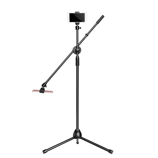 Soporte de montaje en techo para teléfono móvil de escritorio Fotografía Microcurso Grabación de video Transmisión en vivo Trípode, Configuración de doble cámara, Configuración de doble cámara