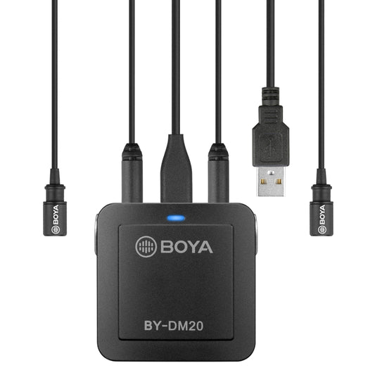 BOYA BY-DM20 Dual-Channel Recording Lavalier Microphone for iPhone / Android(Type-C) / Laptop