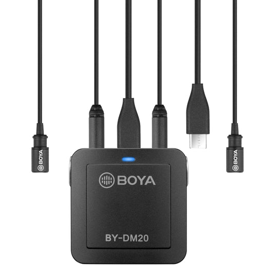 BOYA BY-DM20 Dual-Channel Recording Lavalier Microphone for iPhone / Android(Type-C) / Laptop