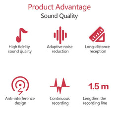 YICHUANG YC-LM10II 8 Pin Port Intelligent Noise Reduction Condenser Lavalier Microphone, Cable Length: 1.5m, YC-LM10II