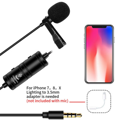 YICHUANG YC-VM20 3.5mm Port Video Recording Omnidirectional Lavalier Microphone, Cable Length: 6m, YC-VM20