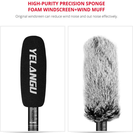 YELANGU YLG9933A MIC07 Professional Interview Condenser Video Shotgun Microphone with 6.5mm Audio Adapter & 3.5mm RXL Audio Cable