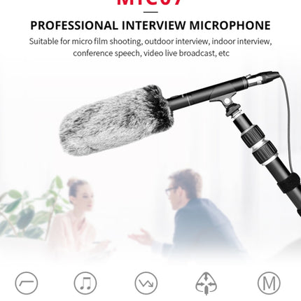 YELANGU YLG9933A MIC07 Professional Interview Condenser Video Shotgun Microphone with 6.5mm Audio Adapter & 3.5mm RXL Audio Cable