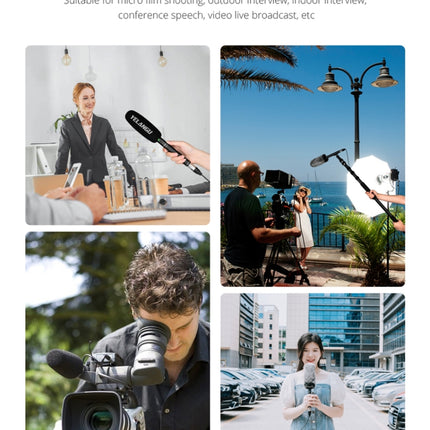 YELANGU YLG9933A MIC07 Professional Interview Condenser Video Shotgun Microphone with 6.5mm Audio Adapter & 3.5mm RXL Audio Cable