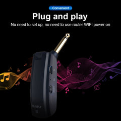 Measy AU688-U 20 Channels Wireless Guitar System Rechargeable Musical Instrument Transmitter Receiver, AU688-U Black