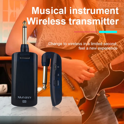 Measy AU688-U 20 Channels Wireless Guitar System Rechargeable Musical Instrument Transmitter Receiver, AU688-U Black