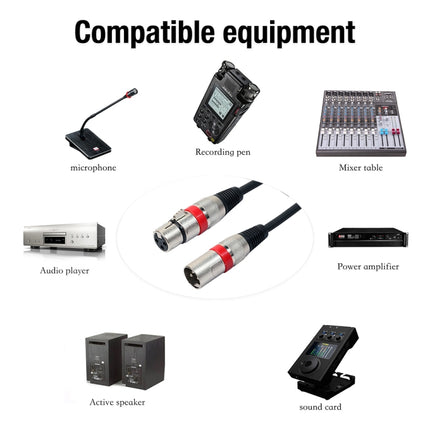 1m 3-Pin XLR Male to XLR Female MIC Shielded Cable Microphone Audio Cord, Length: 1m (Red)