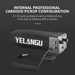 YELANG MIC09 Shotgun Gain Condenser Broadcast Microphone with Windshield for Canon / Nikon / Sony DSLR Cameras, Smartphones