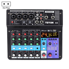 TEYUN NA6 6-channel Small Mixing Console Mobile Phone Sound Card Live Broadcast Computer Recording Console Processor, EU Plug, NA6 EU Plug