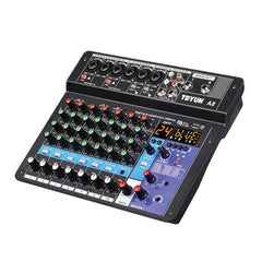 TEYUN NA8 8-channel Small Mixing Console Mobile Phone Sound Card Live Broadcast Computer Recording Console Processor, EU Plug, NA8 EU Plug