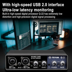 TEYUN Q-22 USB Computer Free Srive Microphone External Sound Card