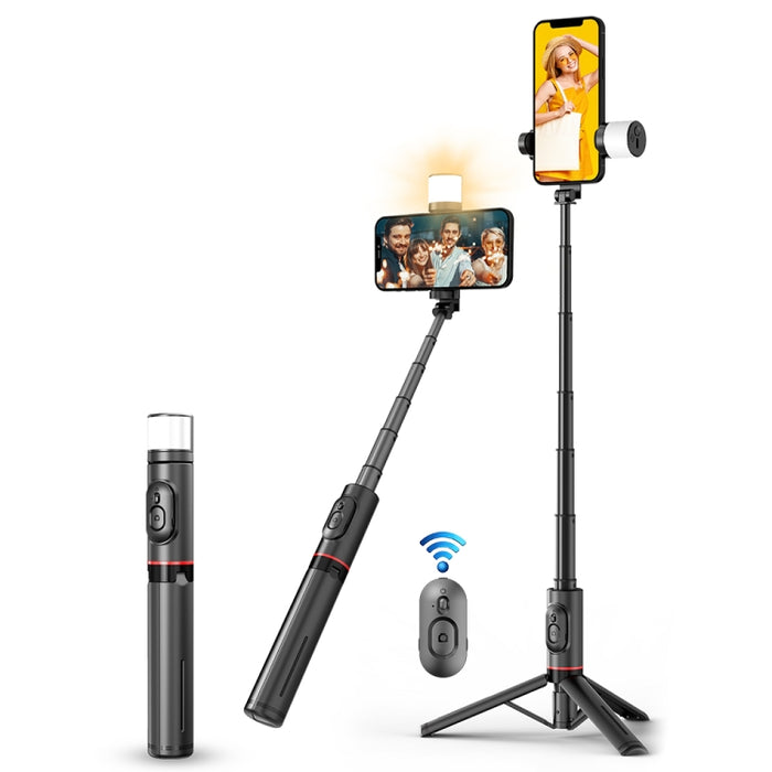 Q12s Bluetooth Remote Control Rotatable Fill Light Tripod Selfie Stick, Q12s