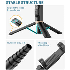 Q12 Hidden Design Reinforced Bluetooth Remote Control Tripod Selfie Stick, Q12 (Black), Q12 (White)