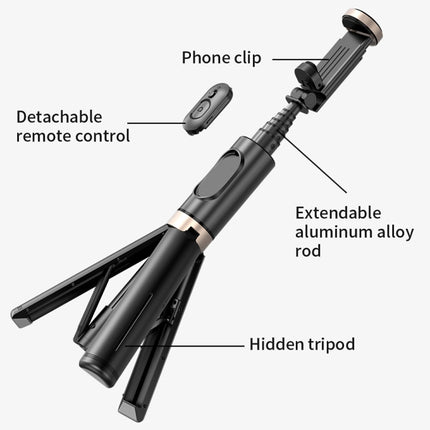 Q12 Hidden Design Reinforced Bluetooth Remote Control Tripod Selfie Stick, Q12 (Black), Q12 (White)