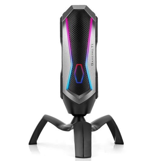 Yanmai T1 360-degree Free Rotation Cardioid Pointing Condenser Gaming Microphone with RGB Colorful Lighting & Pluggable USB-C / Type-C Cable, Cable Length: 1.7m, T1