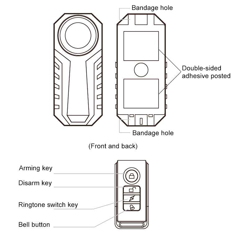 KS-SF22R IP55 Waterproof Wireless 113dB Vibration Burglar Sensor Alarm with Remote Control for Vehicle / Bicycle / Electric Bicycle