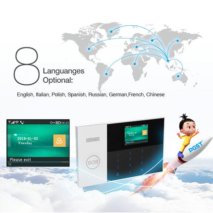 PG-105-GSM GSM/GPRS + WiFi Intelligent Alarm System with Touch Keypad & LCD Screen & RFID Function, EU Version