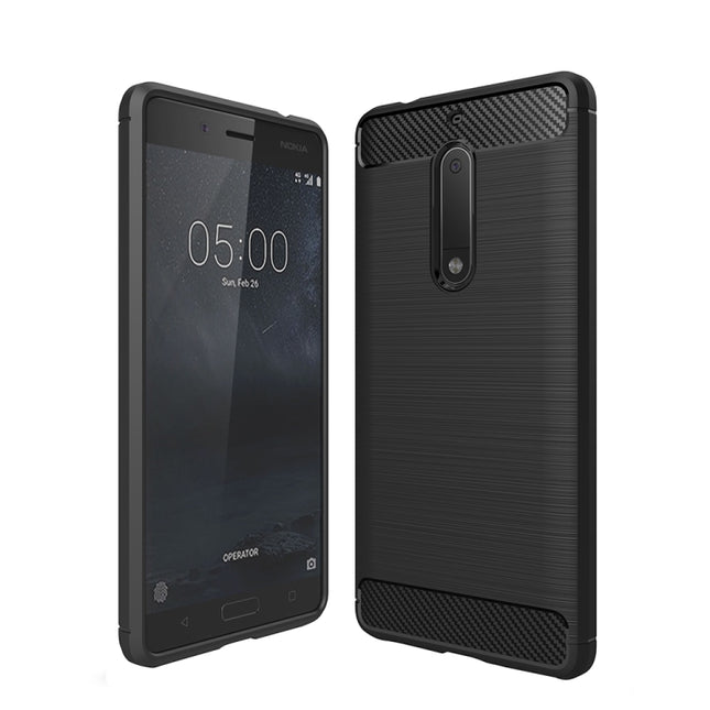 For Nokia 5 Brushed Carbon Fiber Texture Shockproof TPU Protective Cover Case