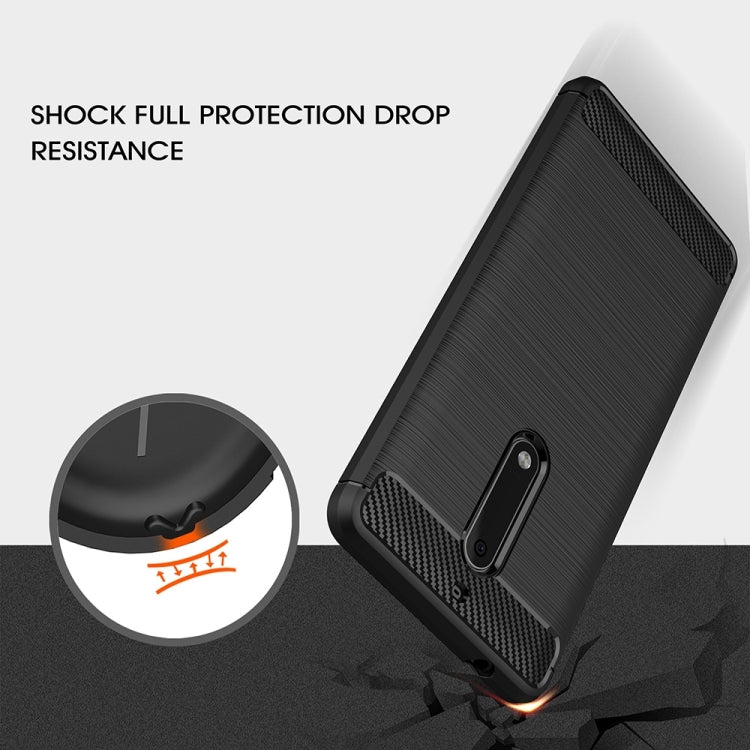 For Nokia 5 Brushed Carbon Fiber Texture Shockproof TPU Protective Cover Case