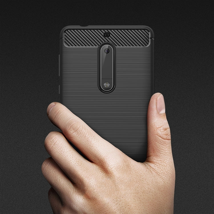 For Nokia 5 Brushed Carbon Fiber Texture Shockproof TPU Protective Cover Case