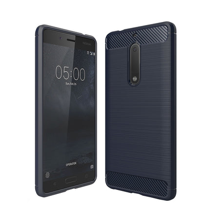 For Nokia 5 Brushed Carbon Fiber Texture Shockproof TPU Protective Cover Case