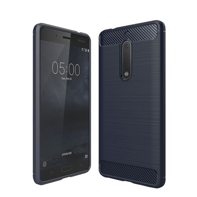 For Nokia 5 Brushed Carbon Fiber Texture Shockproof TPU Protective Cover Case, Nokia 5