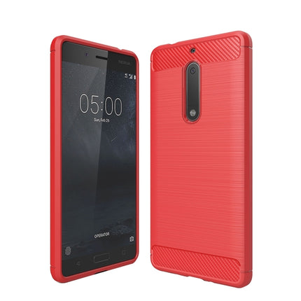 For Nokia 5 Brushed Carbon Fiber Texture Shockproof TPU Protective Cover Case