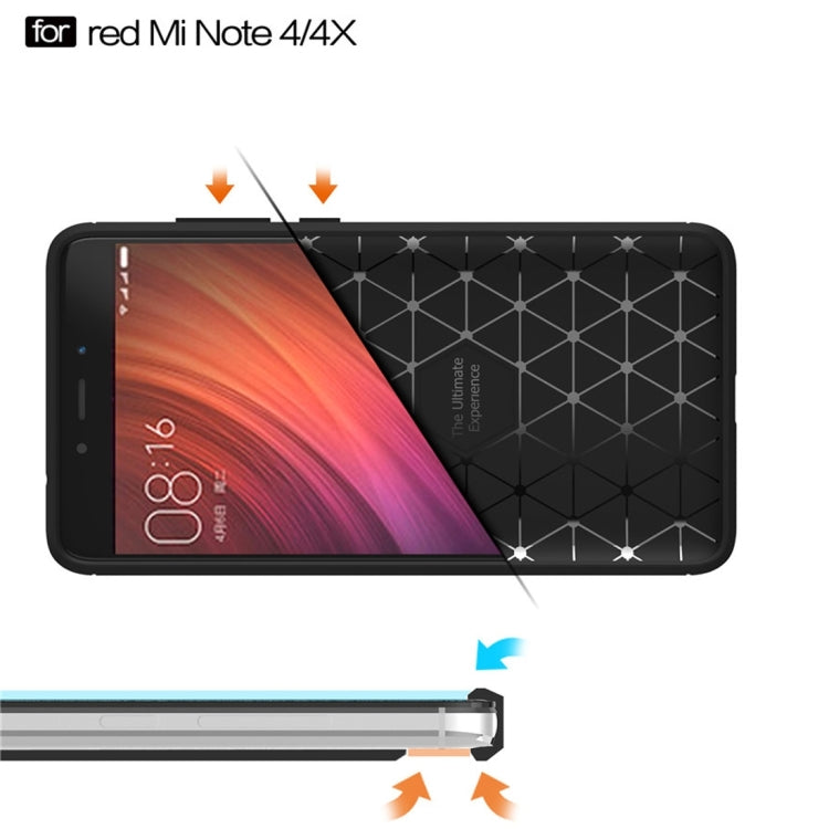 For Xiaomi  Redmi Note 4X Brushed Carbon Fiber Texture Shockproof TPU Protective Case , For Redmi Note 4X