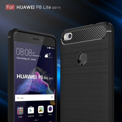 For Huawei  P8 Lite (2017) Brushed Carbon Fiber Texture Shockproof TPU Protective Case, Huawei P8 Lite (2017)