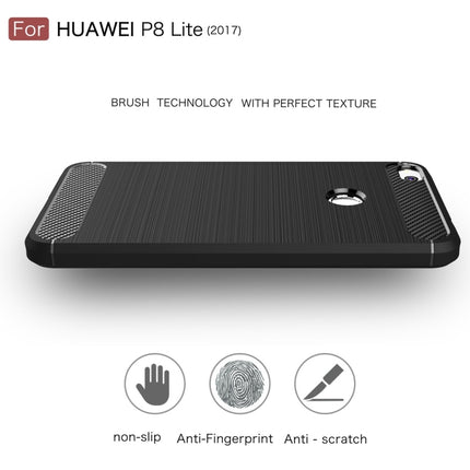 For Huawei  P8 Lite (2017) Brushed Carbon Fiber Texture Shockproof TPU Protective Case, Huawei P8 Lite (2017)